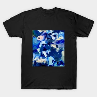 Deep blue  -  Night blue abstract landscape, abstract art, blue ink. T-Shirt